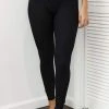 Lounge Underwear Leggings Sets Ribbed High Waisted Leggings - Black