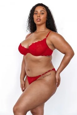 Lounge Underwear Illustration Balcony Bra (Set) - Maroon