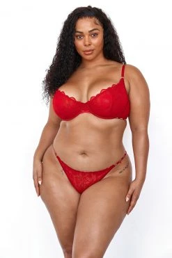 Lounge Underwear Illustration Balcony Bra (Set) - Maroon