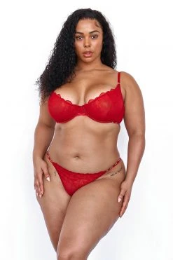 Lounge Underwear Illustration Balcony Bra (Set) - Maroon