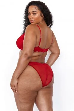 Lounge Underwear Illustration Balcony Bra (Set) - Maroon