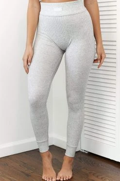 Lounge Underwear Ribbed High Waisted Leggings - Frost Leggings Sets