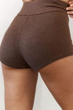 Lounge Underwear Ribbed High Waisted Shorts - Chocolate 8 Lounge Underwear Ribbed High Waisted Shorts - Chocolate