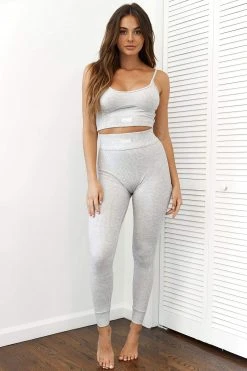 Lounge Underwear Ribbed High Waisted Leggings - Frost Leggings Sets