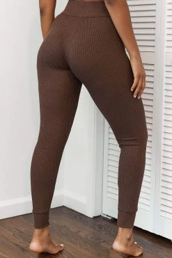 Lounge Underwear Ribbed High Waisted Leggings - Chocolate Leggings Sets
