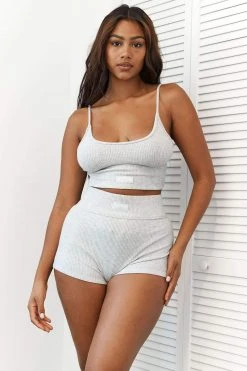 Lounge Underwear Ribbed High Waisted Shorts - Frost
