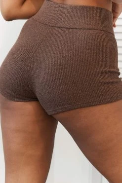 Lounge Underwear Ribbed High Waisted Shorts - Chocolate 4 Lounge Underwear Ribbed High Waisted Shorts - Chocolate