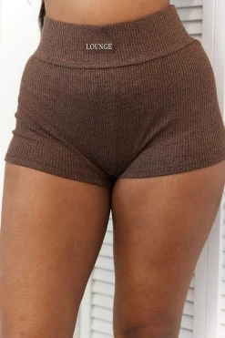 Lounge Underwear Ribbed High Waisted Shorts - Chocolate 5 Lounge Underwear Ribbed High Waisted Shorts - Chocolate