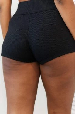 Lounge Underwear Ribbed High Waisted Shorts - Black 7 Lounge Underwear Ribbed High Waisted Shorts - Black
