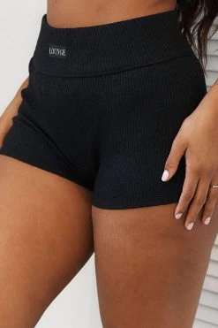 Lounge Underwear Ribbed High Waisted Shorts - Black 8 Lounge Underwear Ribbed High Waisted Shorts - Black