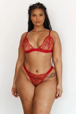 Lounge Underwear Bestsellers Embroidered Triangle Bra (Set) - Maroon