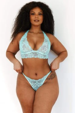 Lounge Underwear BH Ohne Bügel Sets Lace Triangle Bra (Set) - Aqua Blue