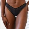 Lounge Underwear String Und Slip Seamless Barely There Cheeky Briefs - Black