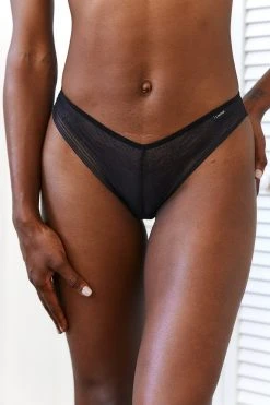 Lounge Underwear String Und Slip Seamless Barely There Cheeky Briefs - Black