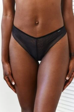 Lounge Underwear String Und Slip Seamless Barely There Thong - Black