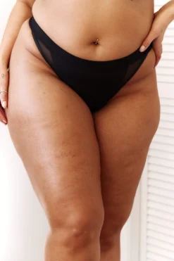 Lounge Underwear String Und Slip Contour Mesh Thong - Black