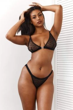 Lounge Underwear BH Ohne Bügel Sets Love Heart Mesh Triangle Bra (Set) - Black