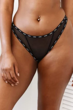 Lounge Underwear Mesh Balcony Thong (Set) - Black Bügel-BH Sets