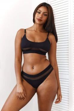Lounge Underwear Mesh Bra (Set) - Black