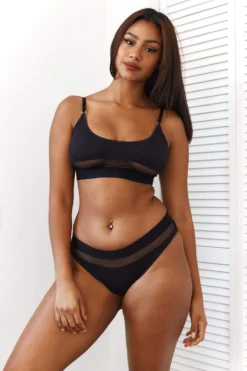 Lounge Underwear Mesh Bra (Set) - Black