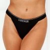 Lounge Underwear Bamboo Minimal Triangle Thong (Set) - Black BH Ohne Bügel Sets