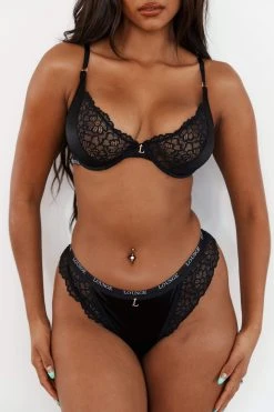 Lounge Underwear Bügel-BH Sets Sustainable Silk Balcony Bra (Set) - Black