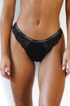 Lounge Underwear Outlet Outlet Silk Balcony Thong - Black