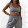 Lounge Underwear Essential Crop Top (Set) - Charcoal Shorts 2 Lounge Underwear Essential Crop Top (Set) - Charcoal Shorts