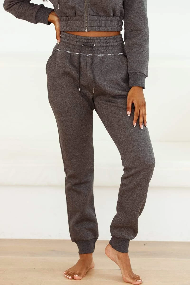 1CharcoalScrunchieJoggersNikki_aa56f504-12ec-4d43-9997-c5a72204f2f7.jpg Lounge Underwear Outlet Outlet High Waisted Scrunchie Joggers - Charcoal