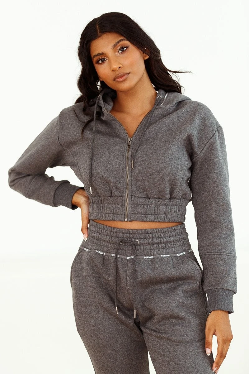 Lounge Underwear Outlet Zip Up Scrunchie Hoodie - Charcoal Outlet 3 Lounge Underwear Outlet Zip Up Scrunchie Hoodie - Charcoal Outlet