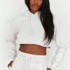 Lounge Underwear Tops Und Hoodys Comfy Cosy Cropped Hoodie - Cream