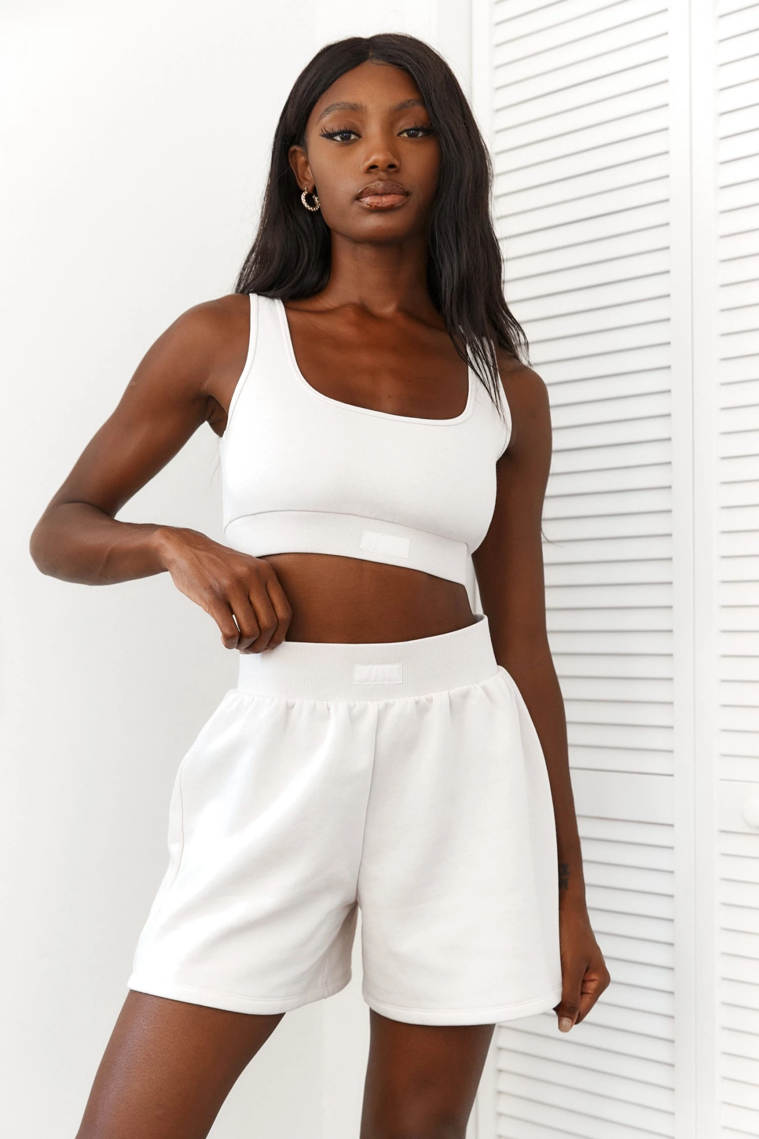 1CreamEssentialTopandShorts-Amina.jpg Lounge Underwear Shorts Essential Crop Top (Set) - Cream