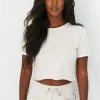 Lounge Underwear Tops Und Hoodys Cropped T-Shirt - Cream