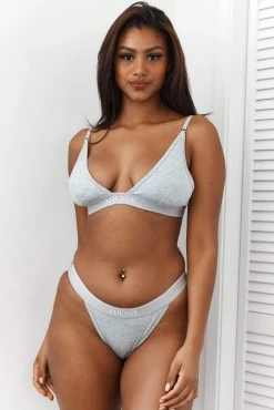 Lounge Underwear Bamboo Minimal Triangle Bra (Set) - Grey BH Ohne Bügel Sets