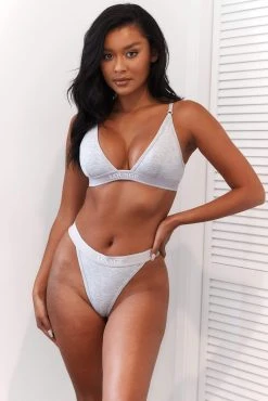 Lounge Underwear Bamboo Minimal Triangle Bra (Set) - Grey BH Ohne Bügel Sets