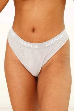 Lounge Underwear String Und Slip Ultra Comfort Ribbed Thong - Grey