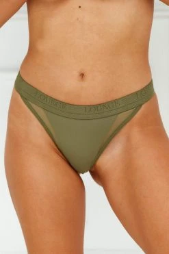 Lounge Underwear Contour Mesh Thong - Khaki