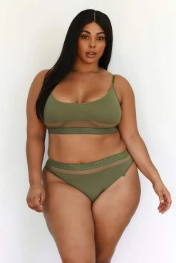 Lounge Underwear BH Ohne Bügel Sets Mesh Bra (Set) - Khaki
