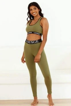 Lounge Underwear Reborn Bralette (Set) - Khaki Leggings Sets