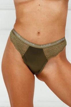 Lounge Underwear Outlet Silk Balcony Thong - Khaki