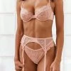 Lounge Underwear Lace Louise Intimates Thong & Suspender Belt (Set) - Pink