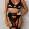 Lounge Underwear Luna Intimates Thong & Suspender Belt (Set) - Black