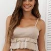Lounge Underwear Frill Pyjama Cami Top - Mink Schlaf 2 Lounge Underwear Frill Pyjama Cami Top - Mink Schlaf