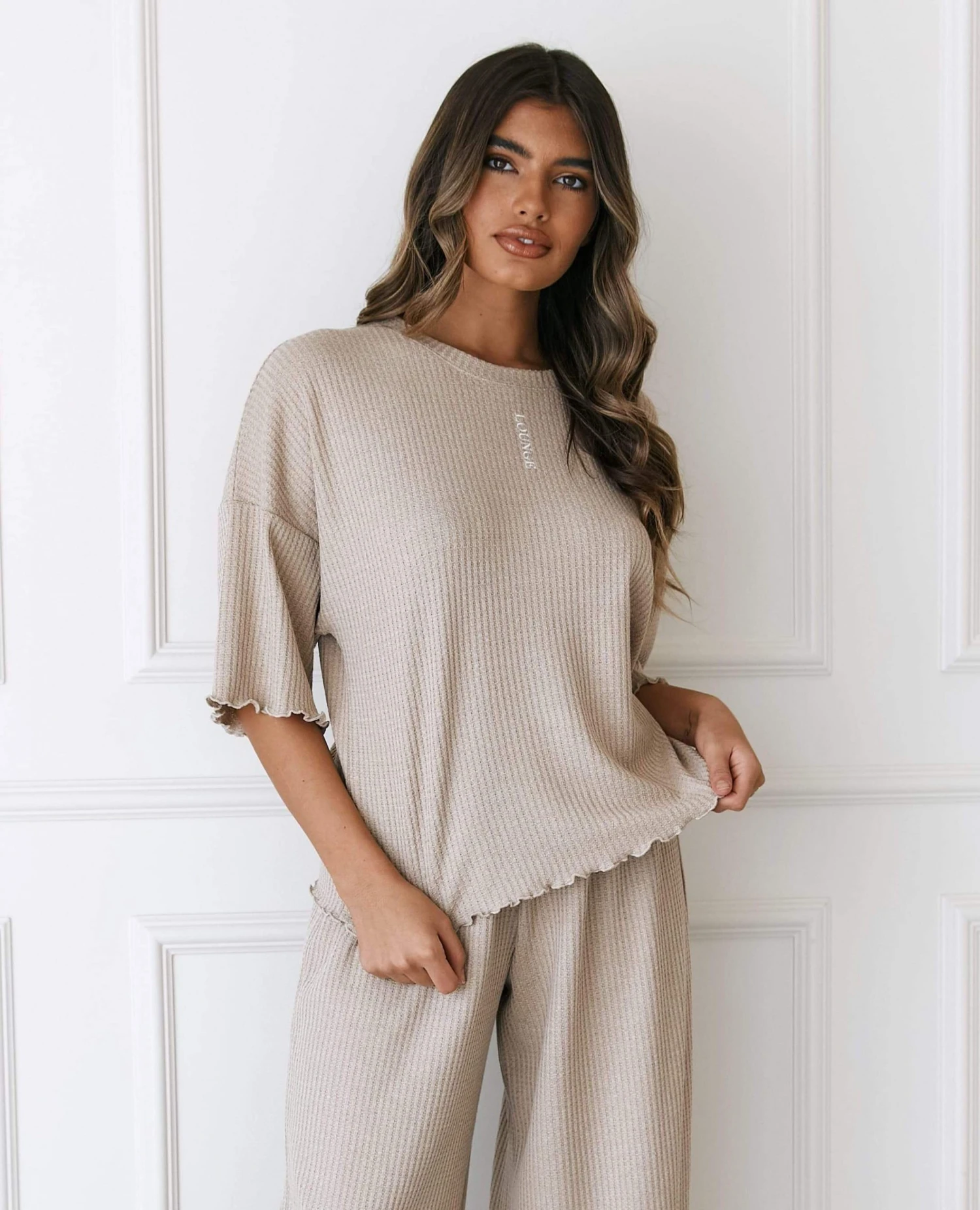 1MinkWaffleTopandTrousers-Dakota_5cddaaed-9894-443c-8331-5564dbb0afef.jpg Lounge Underwear Soft Waffle Pyjama Top - Mink