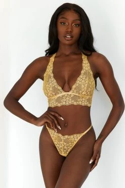 Lounge Underwear BH Ohne Bügel Sets Lace Triangle Bra (Set) - Mustard 6 Lounge Underwear BH Ohne Bügel Sets Lace Triangle Bra (Set) - Mustard