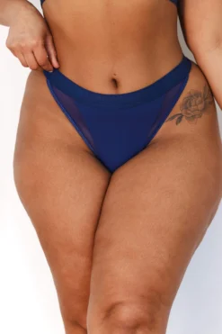 Lounge Underwear Contour Mesh Thong - Navy