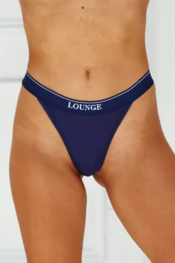 Lounge Underwear Bamboo Minimal Triangle Thong (Set) - Navy