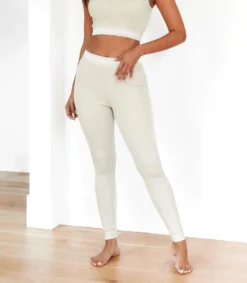 Lounge Underwear Leggings Sets Soft Chic Ribbed Leggings - Oatmeal