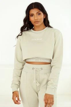 Lounge Underwear Outlet Two Piece Bralette & Cropped Jumper - Olive Outlet