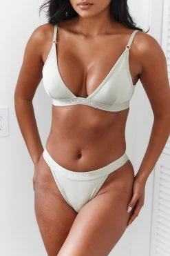 Lounge Underwear Bamboo Minimal Triangle Bra (Set) - Olive